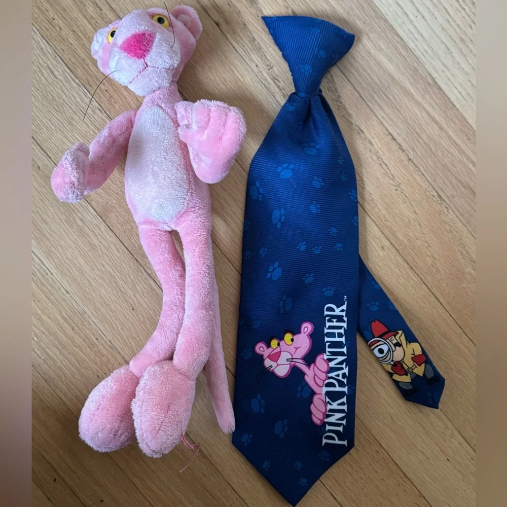 Pink Panther plush poseable MGM & kids polyester clip on tie 16”
